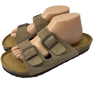 Project Cloud Arizona Mens Size 10 Memory Foam Suede Sandals Tan Buckle Strap